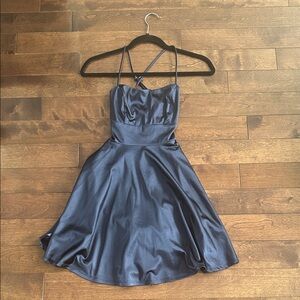 Navy blue strappy back mini dress
